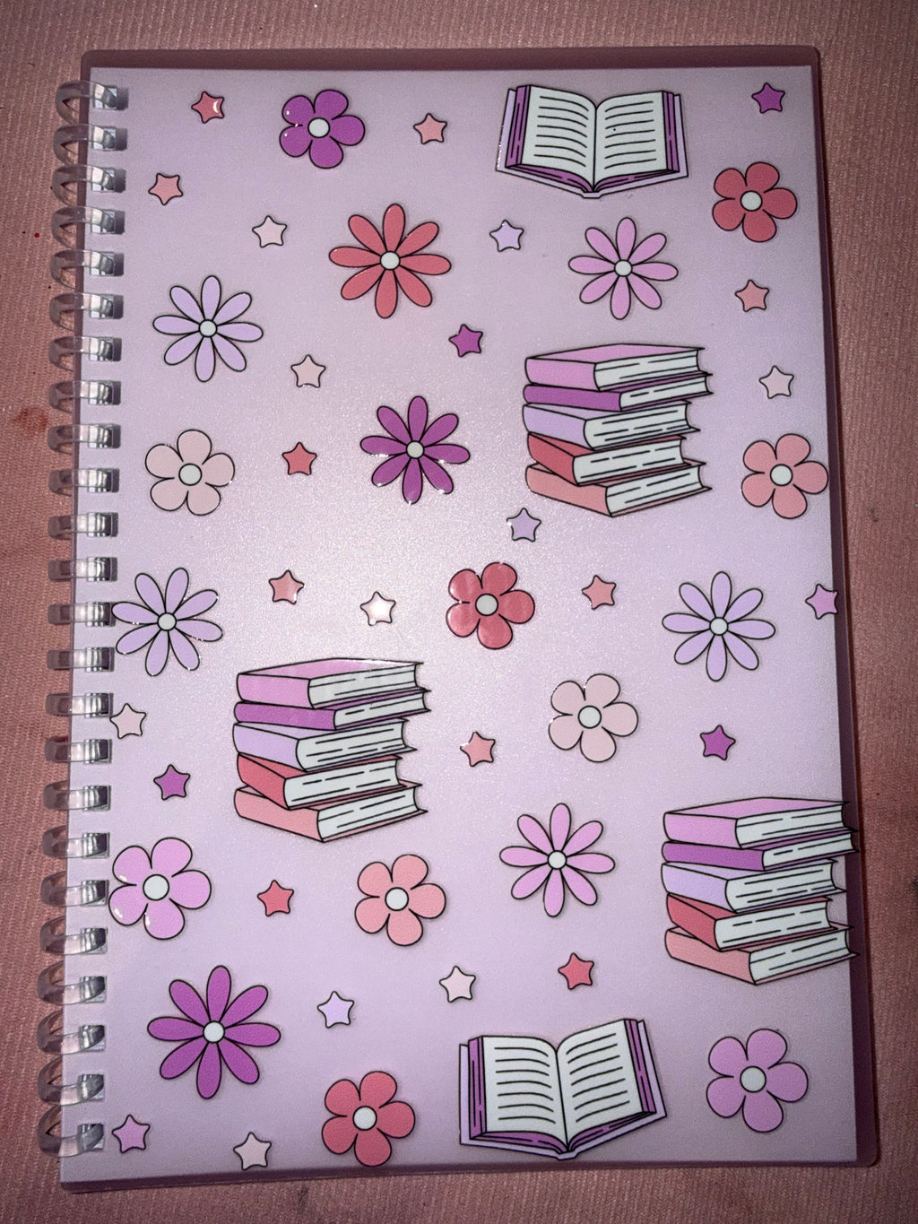 A5 200 page Notebook - books and flowers