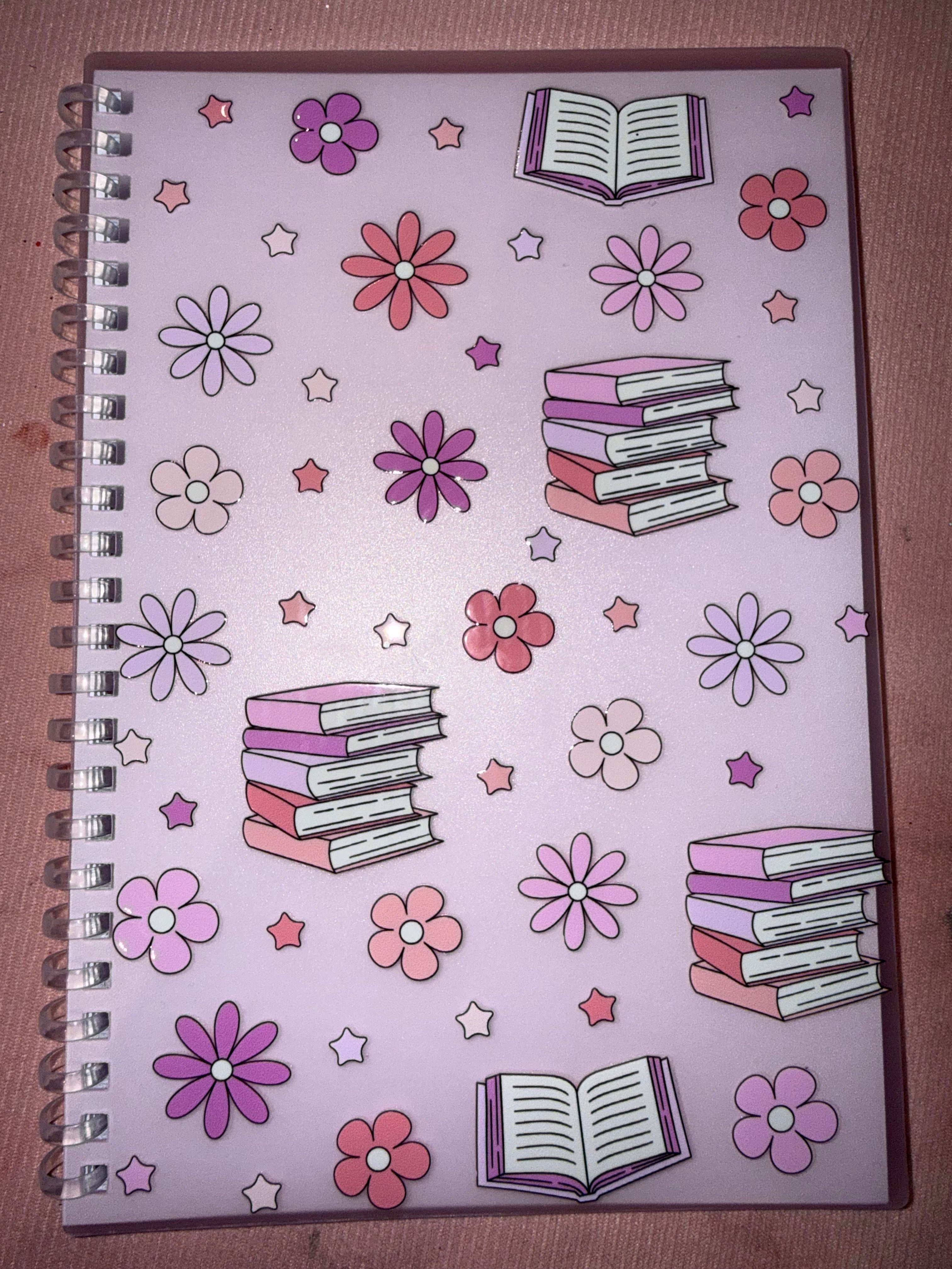A5 200 page Notebook - books and flowers
