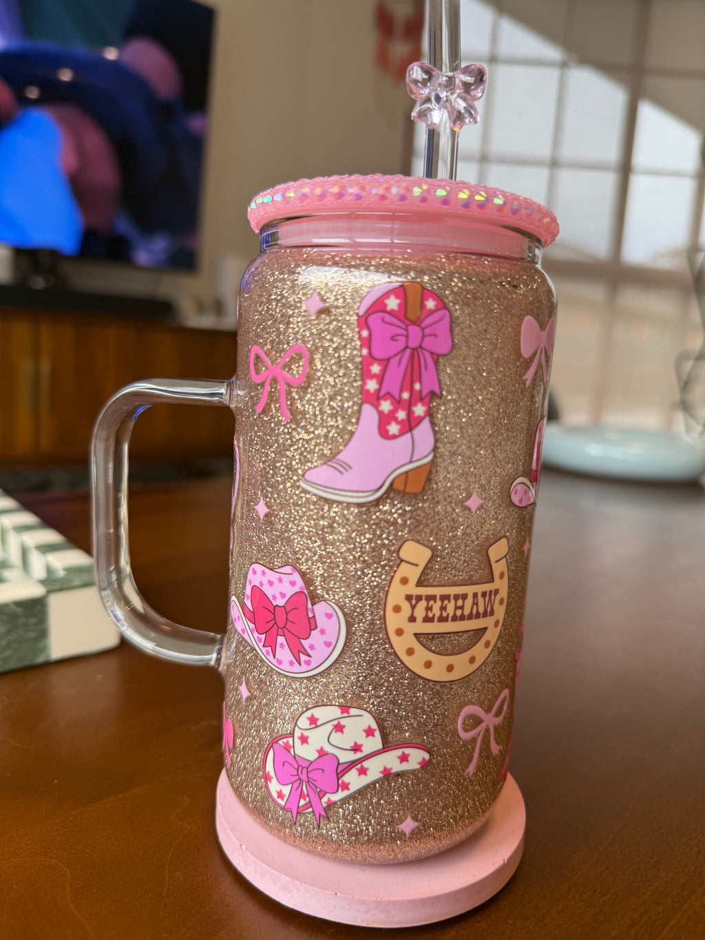 Poly Acryclic 16oz GLASS w handle