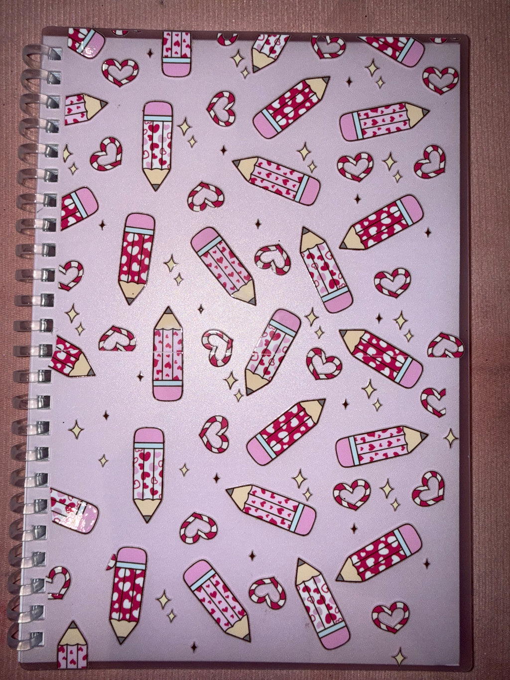 A5 200 page Notebook - Pink pencils