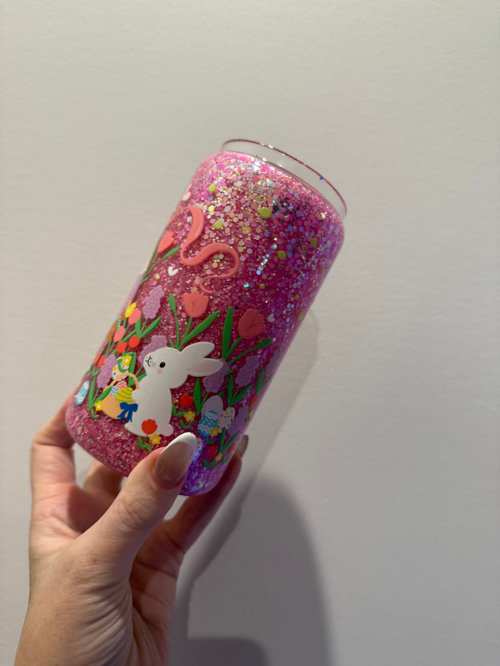 16oz glass - Easter bunny house