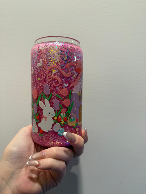 16oz glass - Easter bunny house