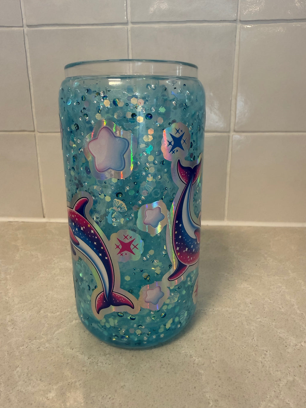 Dolphin jelly cup 16oz acrylic