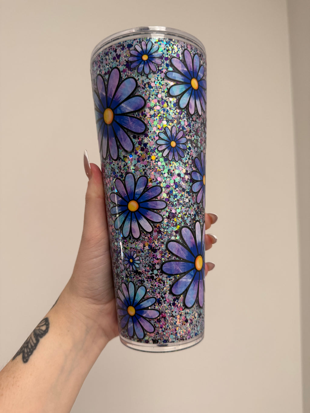 24oz acrylic - purple daisies