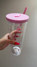 THICK - 24oz acrylic - coloured lid & matching thick straw