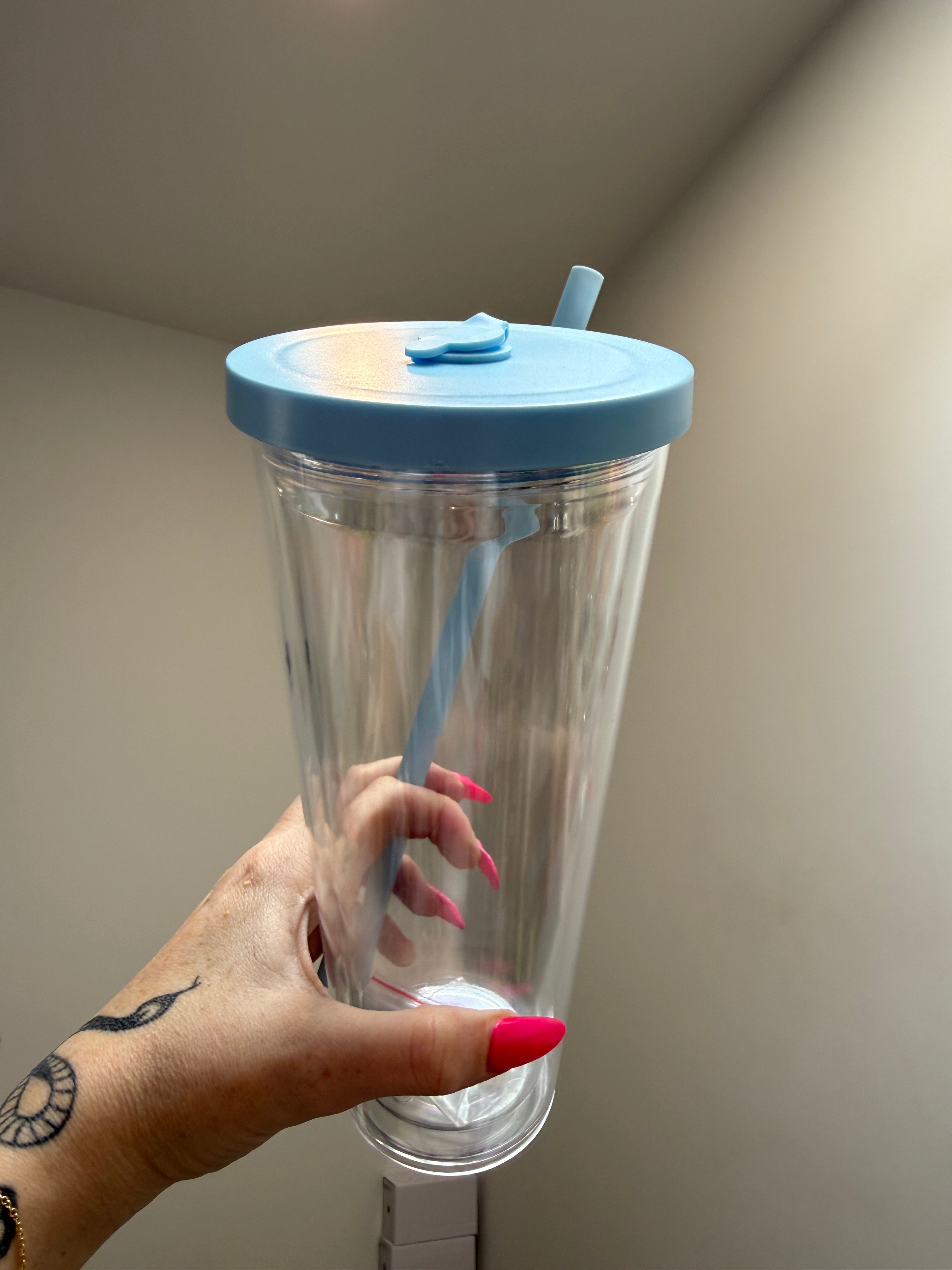THICK - 24oz acrylic - coloured lid & matching thick straw