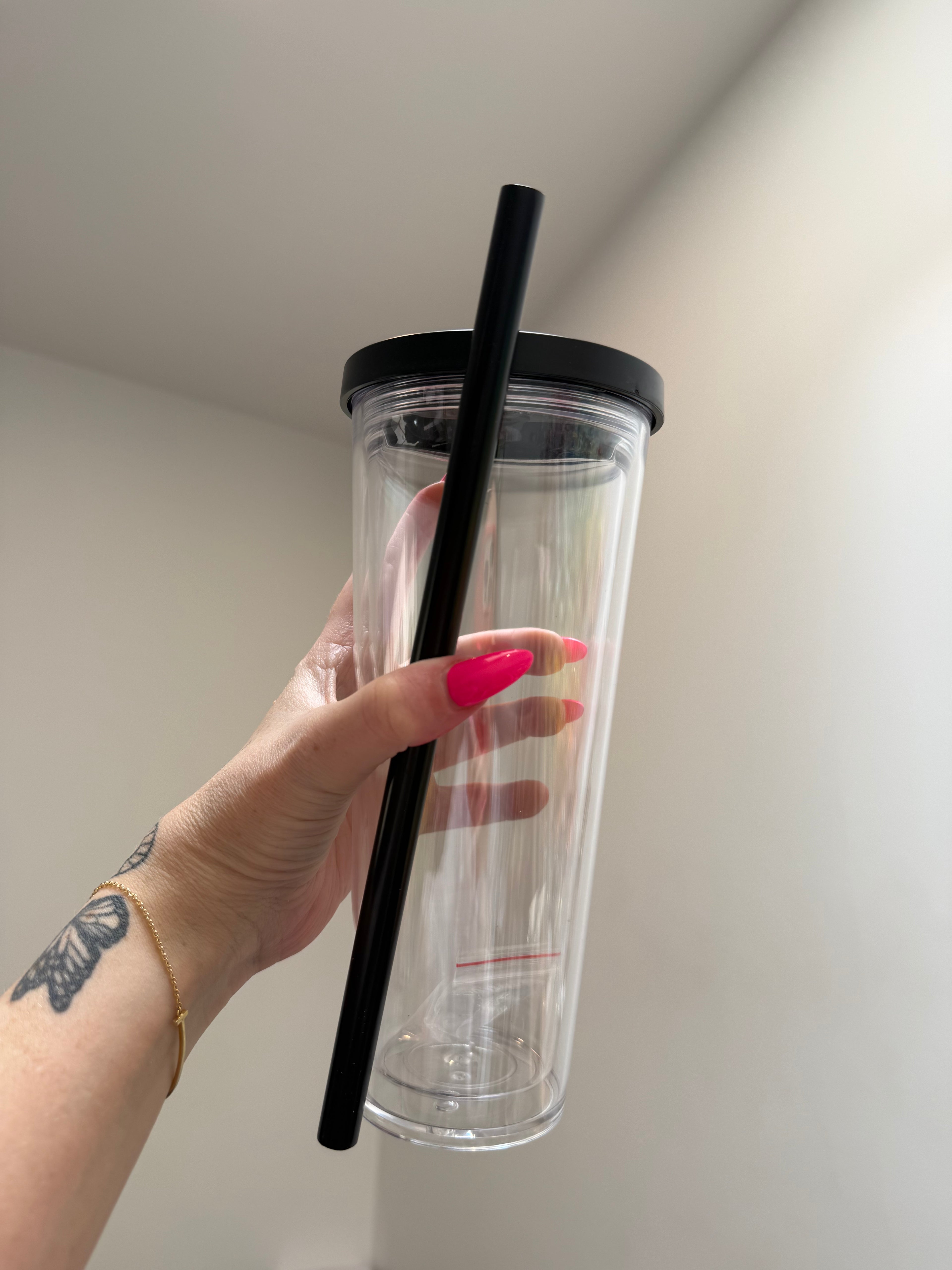 THICK - 24oz acrylic - coloured lid & matching thick straw