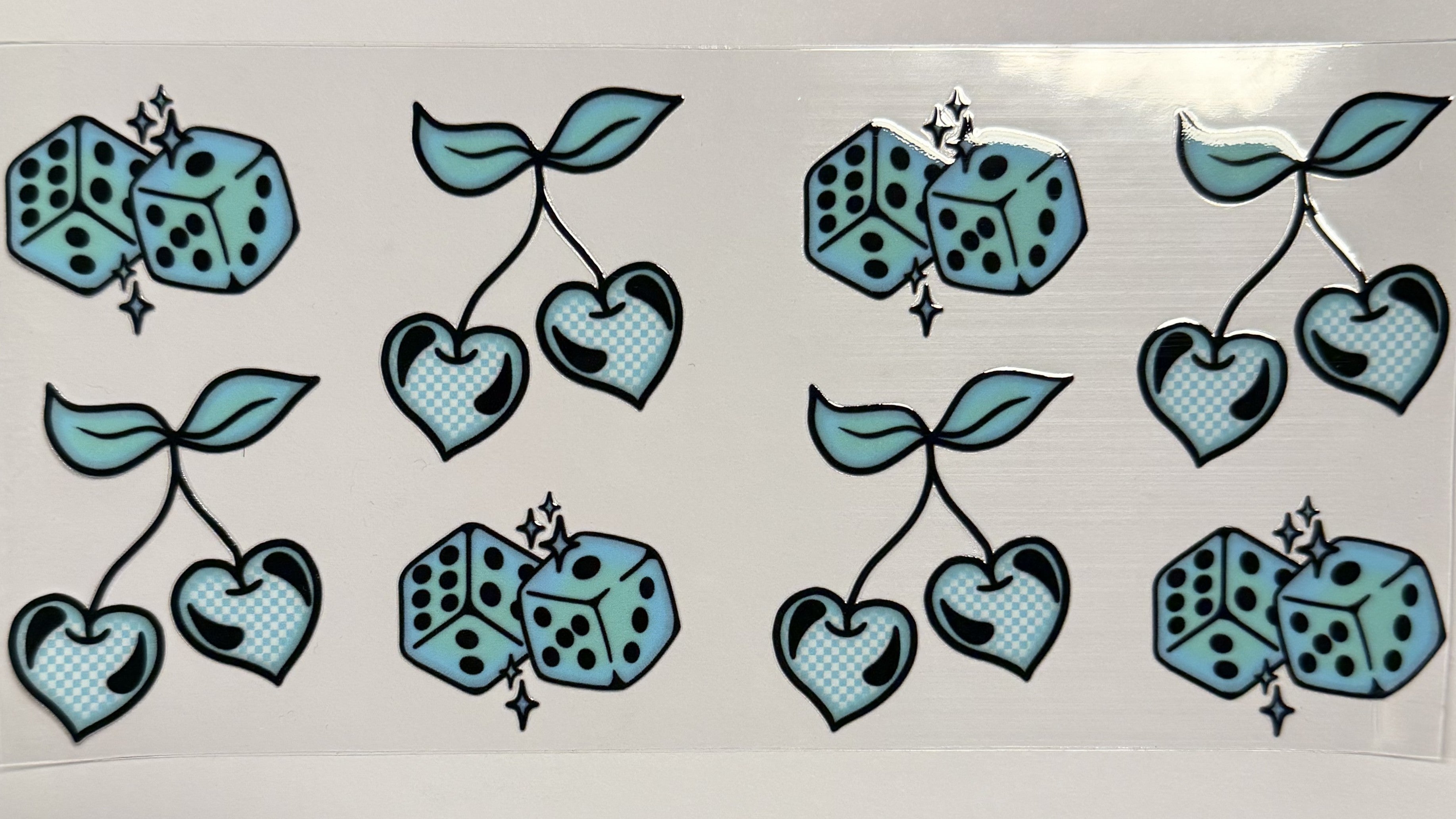 Blue cherries and dice