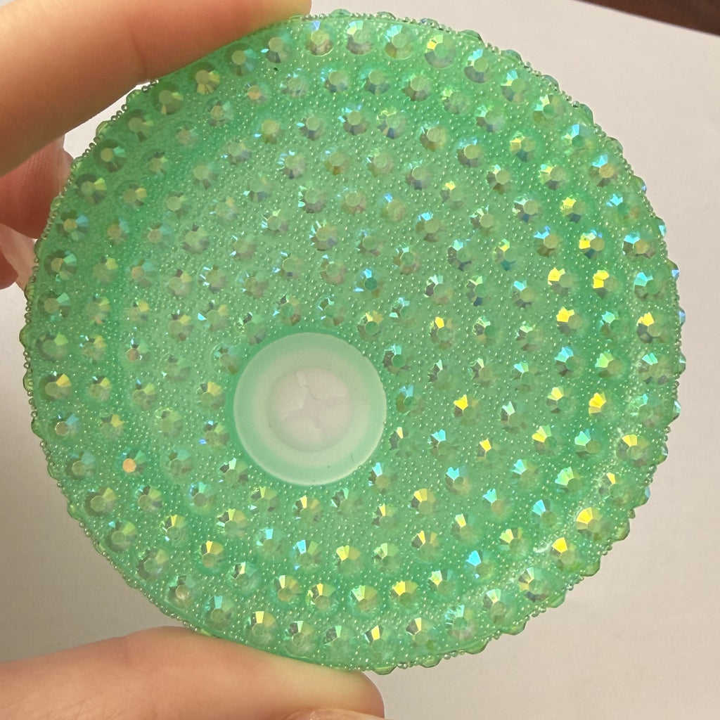 Rhinestone 16oz lid -  mint green