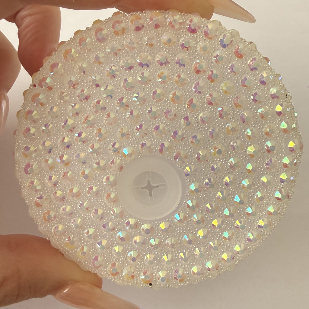 Rhinestone 16oz lid - white