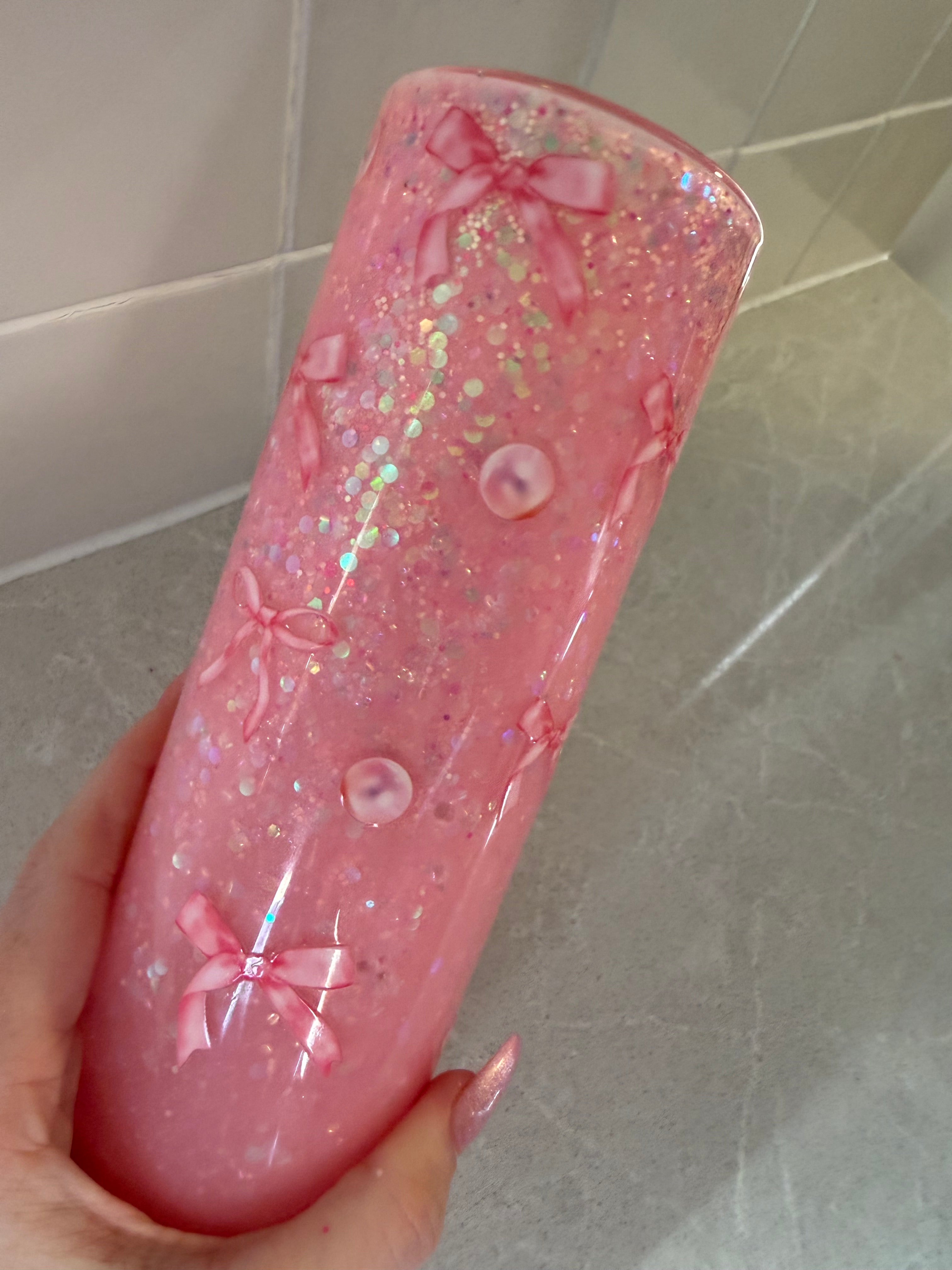 Pink Bows - Waterfall - 20oz glass
