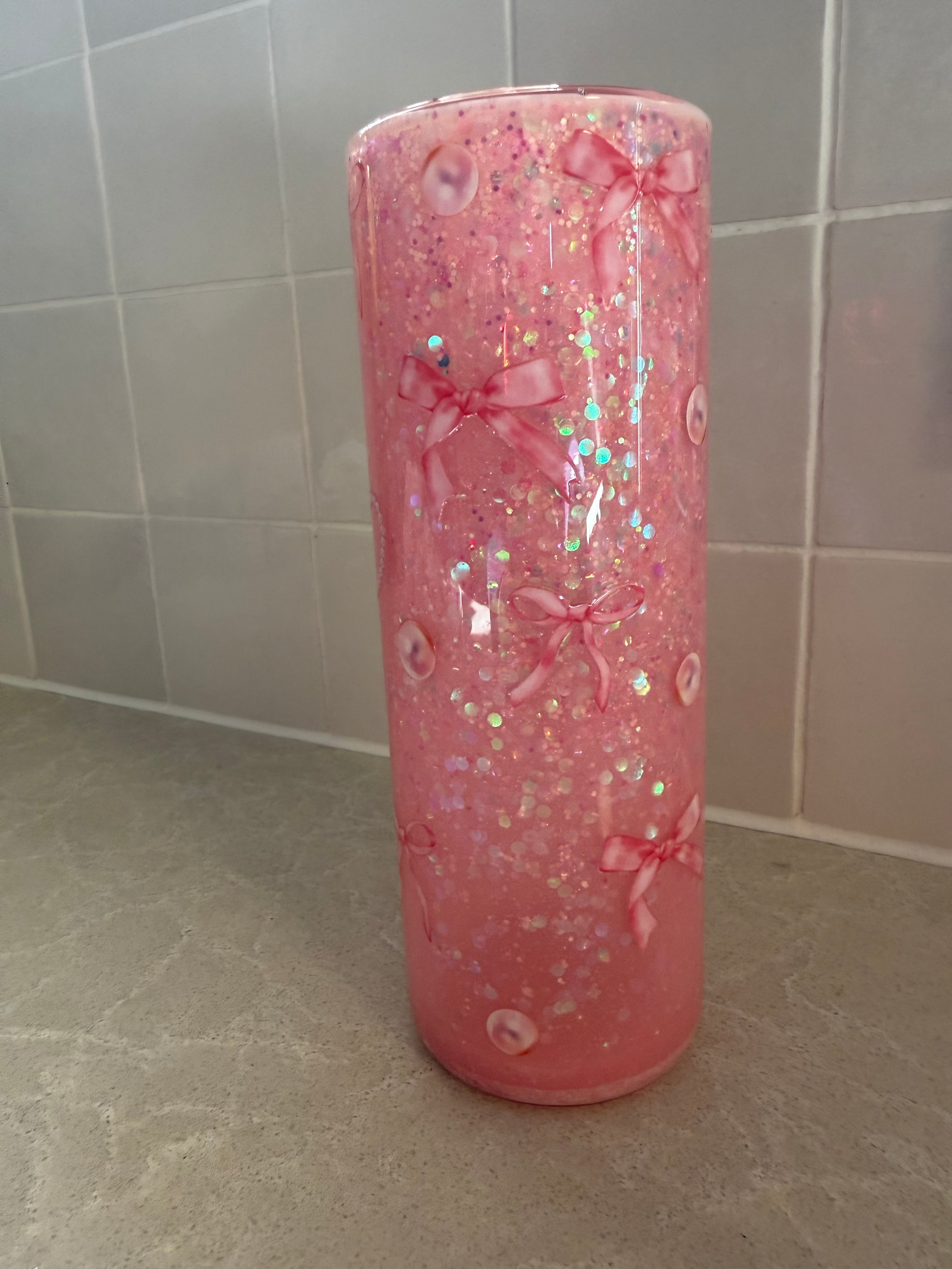 Pink Bows - Waterfall - 20oz glass