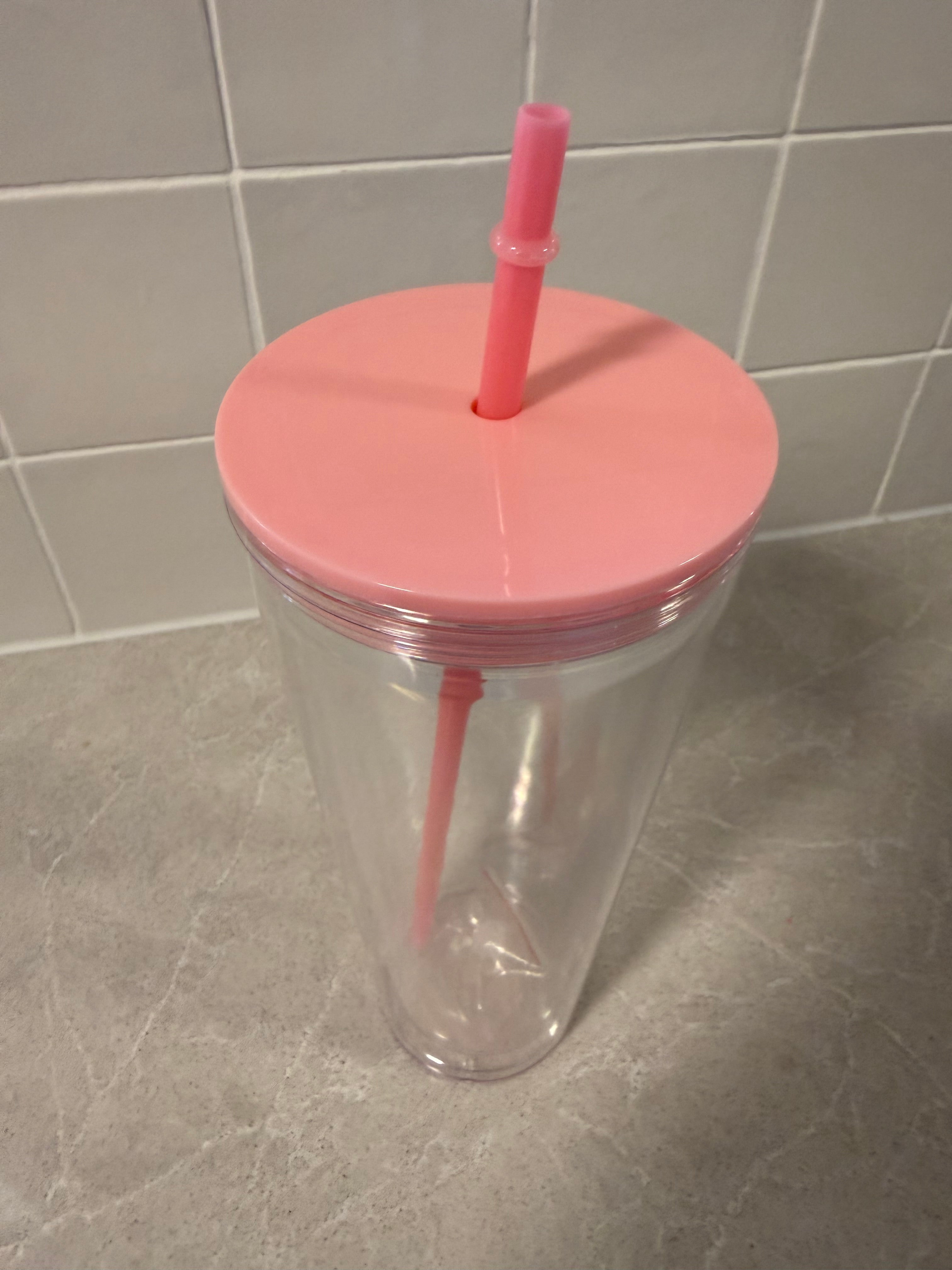 THIN - 24oz acrylic - coloured lid & matching thin straw