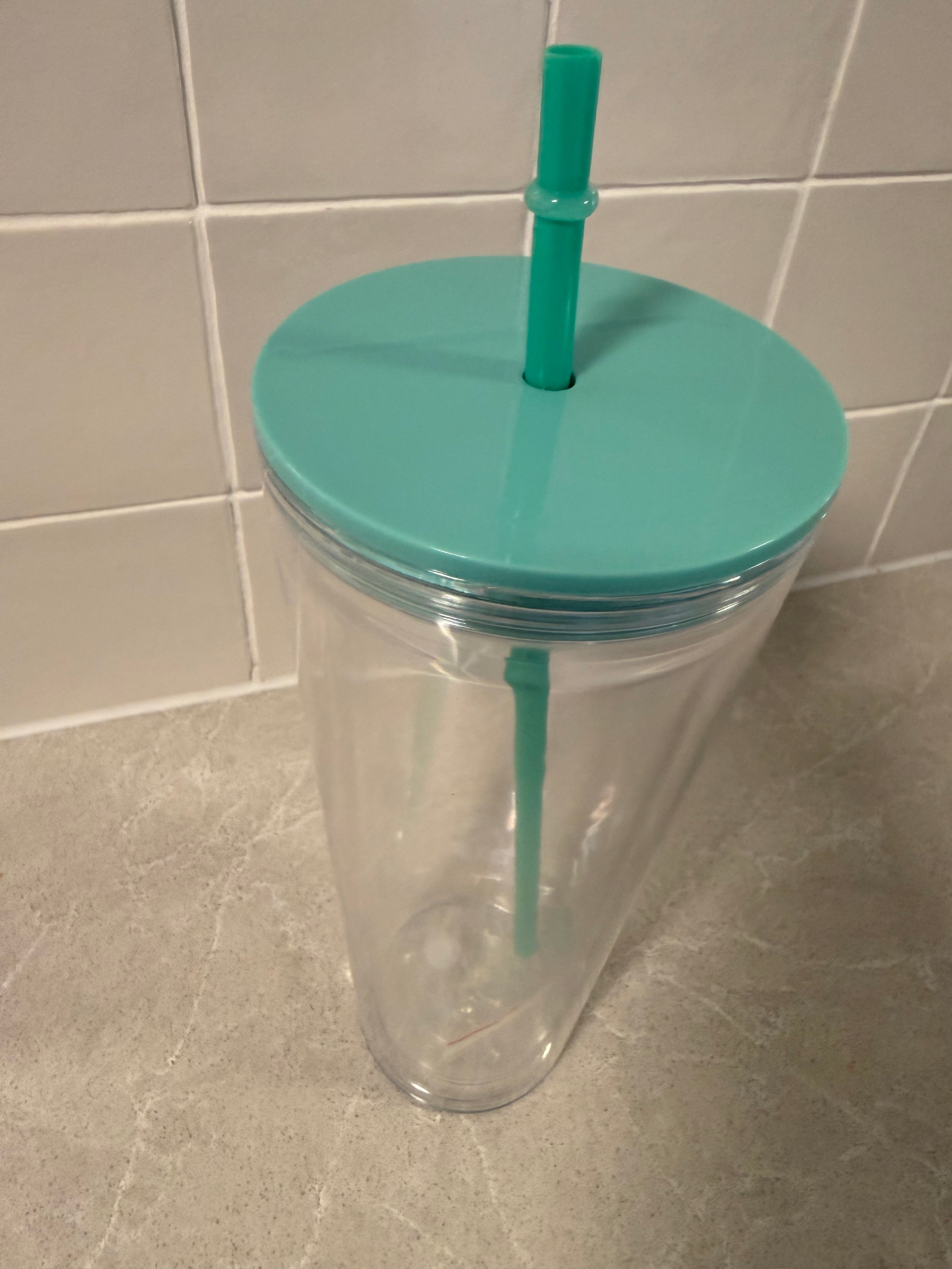 THIN - 24oz acrylic - coloured lid & matching thin straw