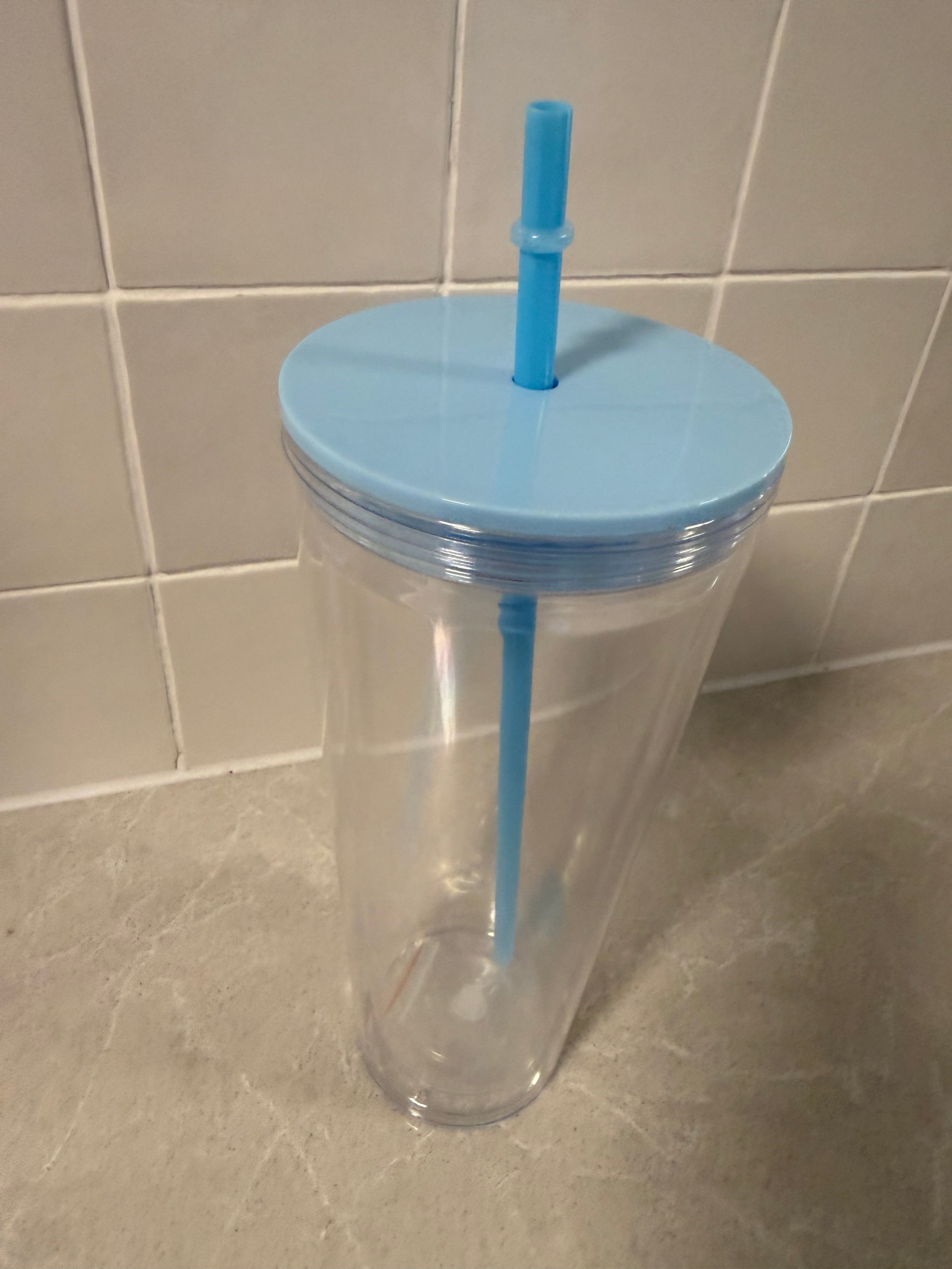 THIN - 24oz acrylic - coloured lid & matching thin straw
