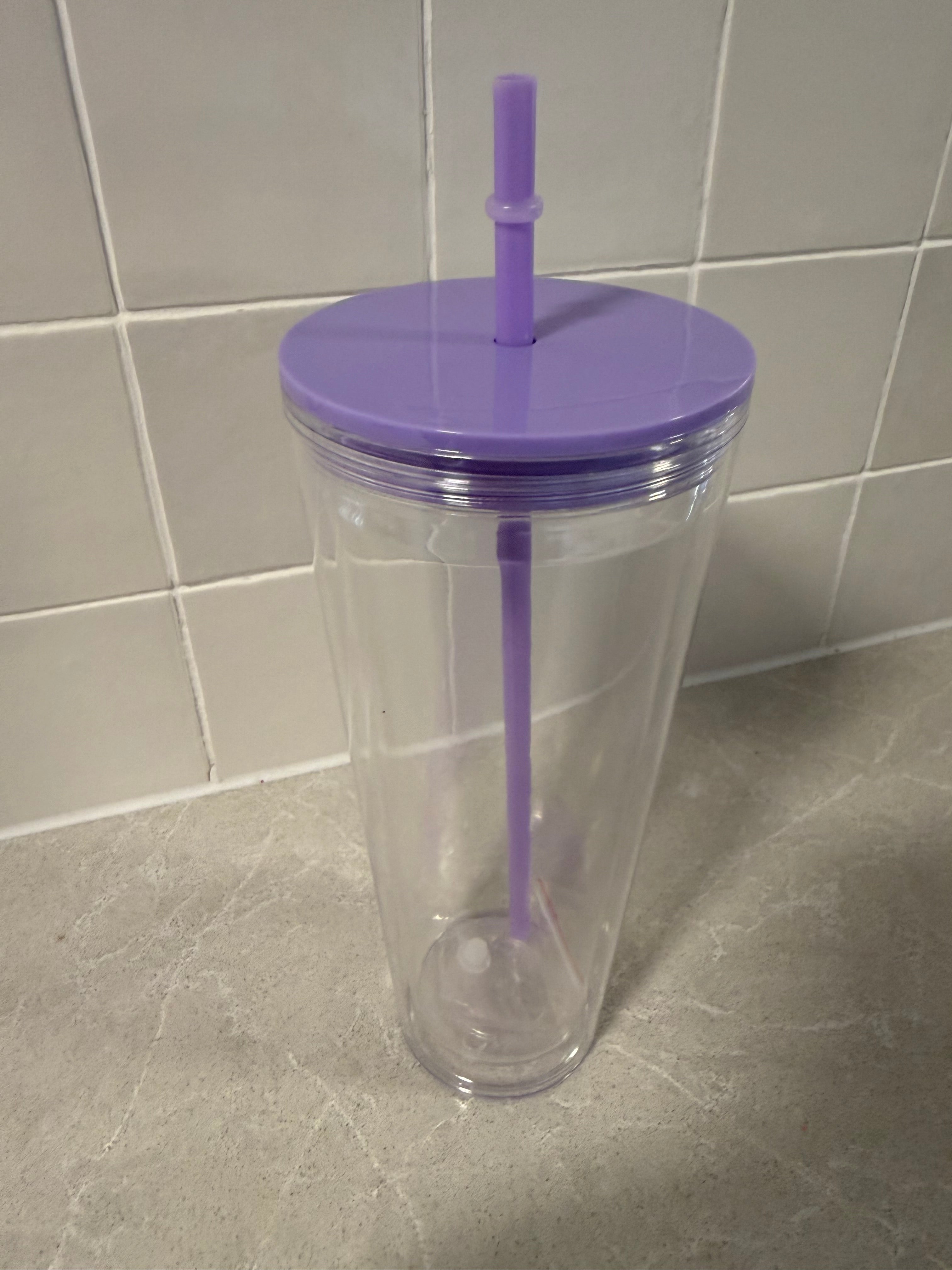 THIN - 24oz acrylic - coloured lid & matching thin straw