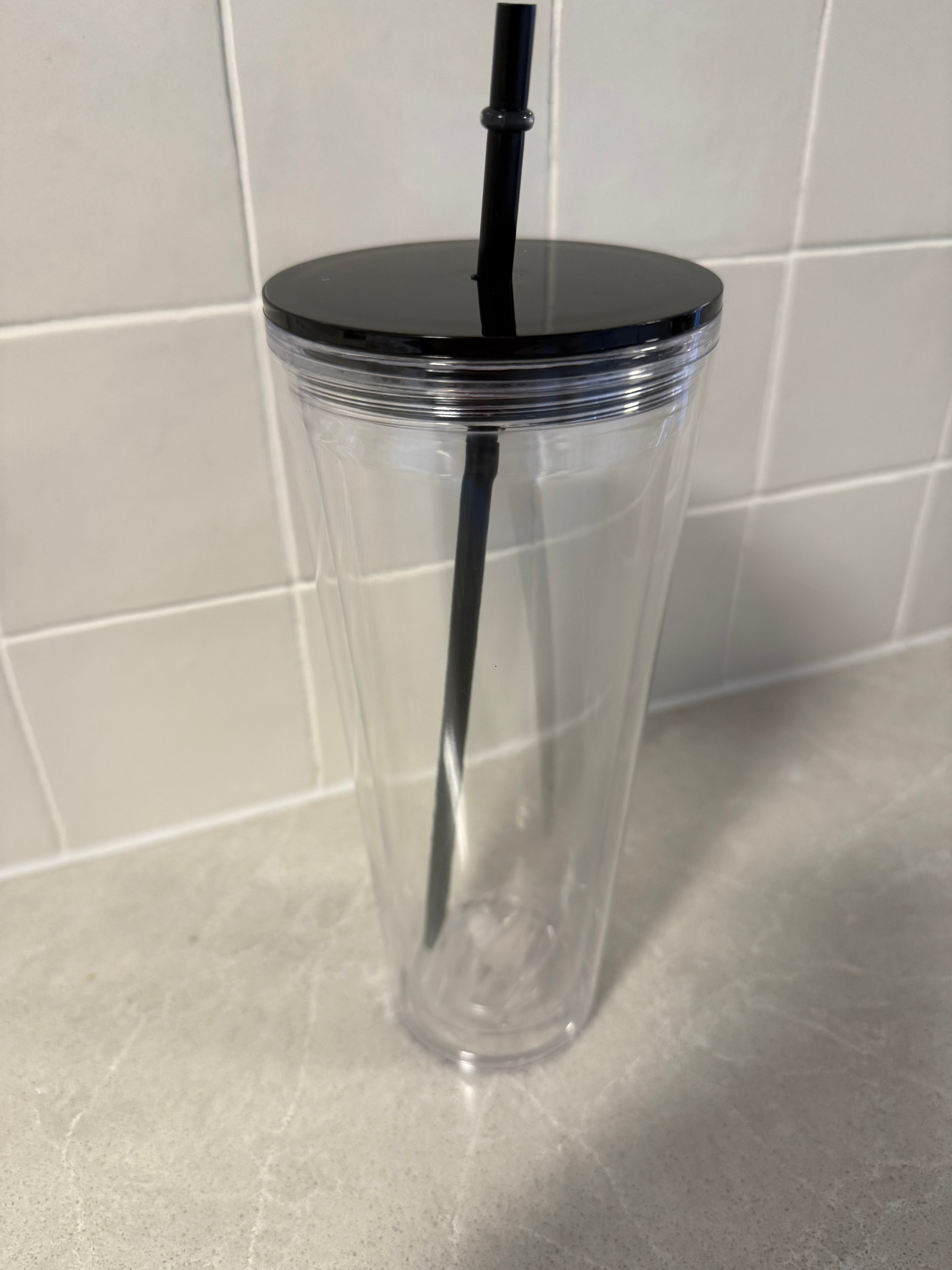 THIN - 24oz acrylic - coloured lid & matching thin straw
