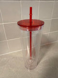 THIN - 24oz acrylic - coloured lid & matching thin straw