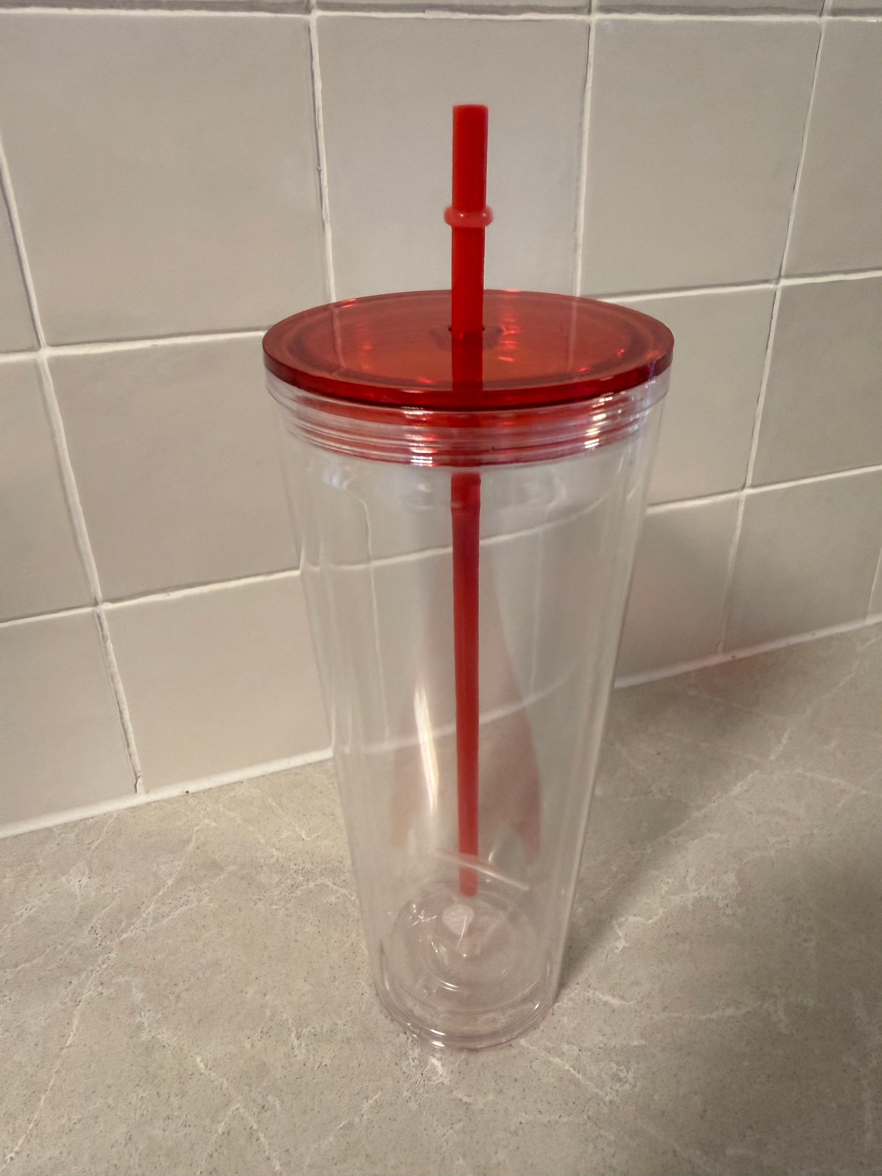 THIN - 24oz acrylic - coloured lid & matching thin straw