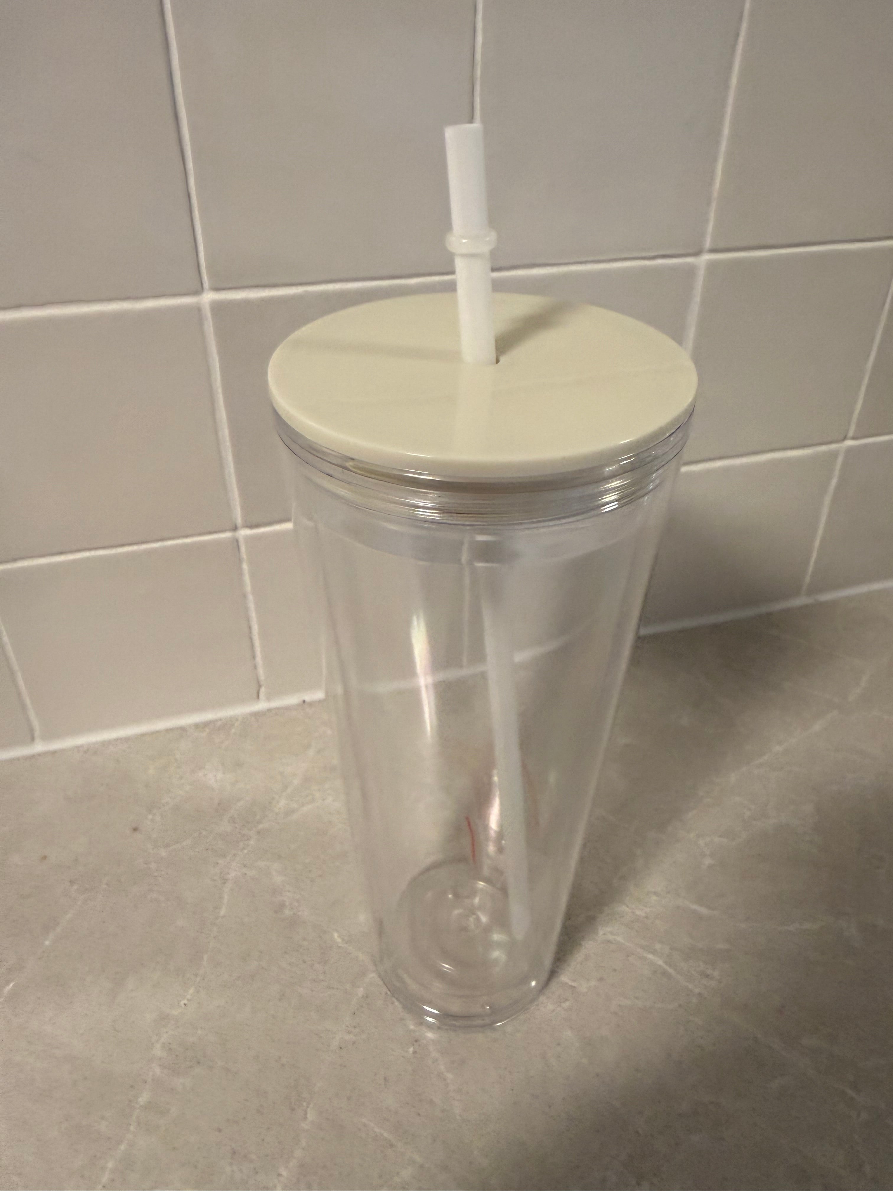 THIN - 24oz acrylic - coloured lid & matching thin straw