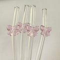 Pink Bows - glass straw