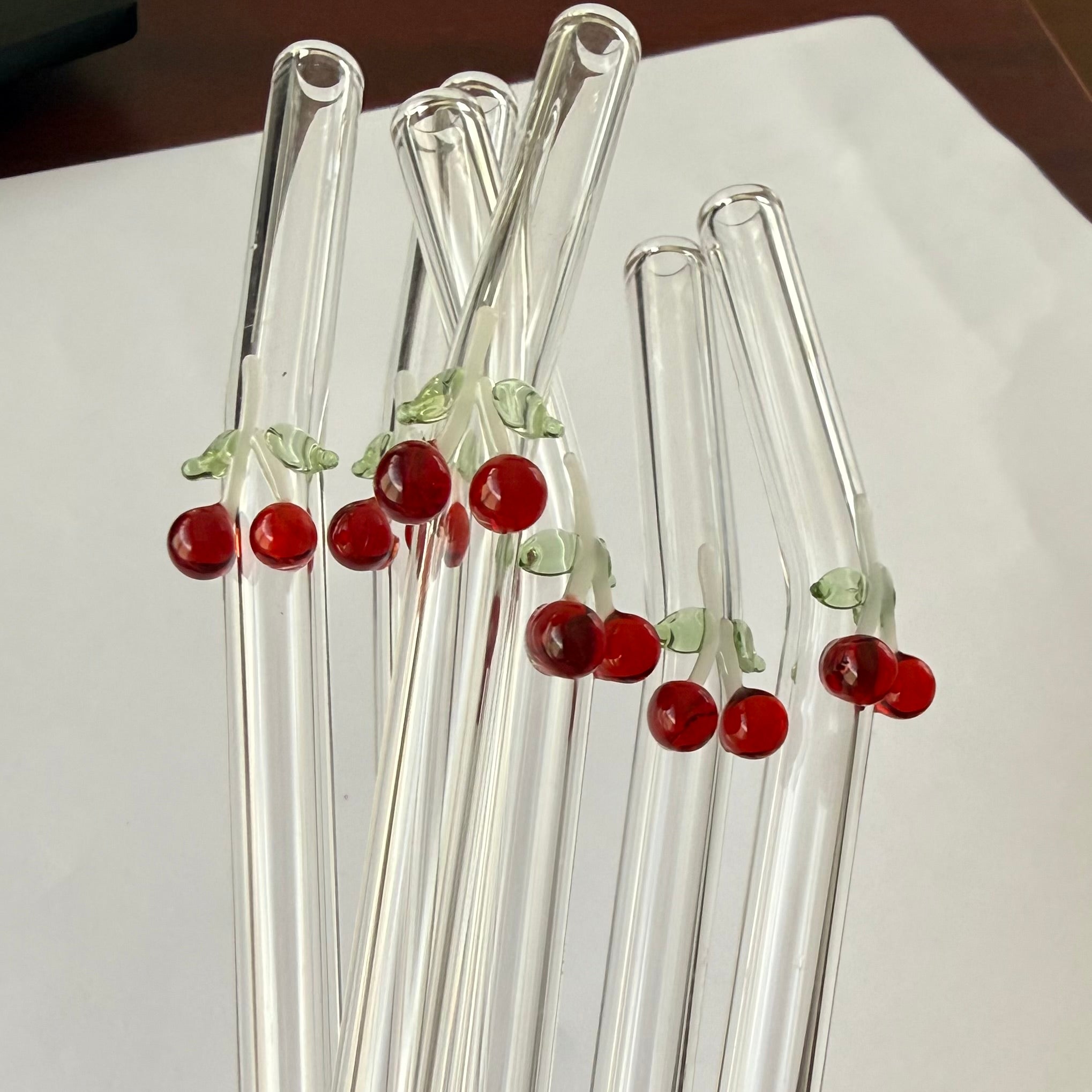 Cherries - glass straw