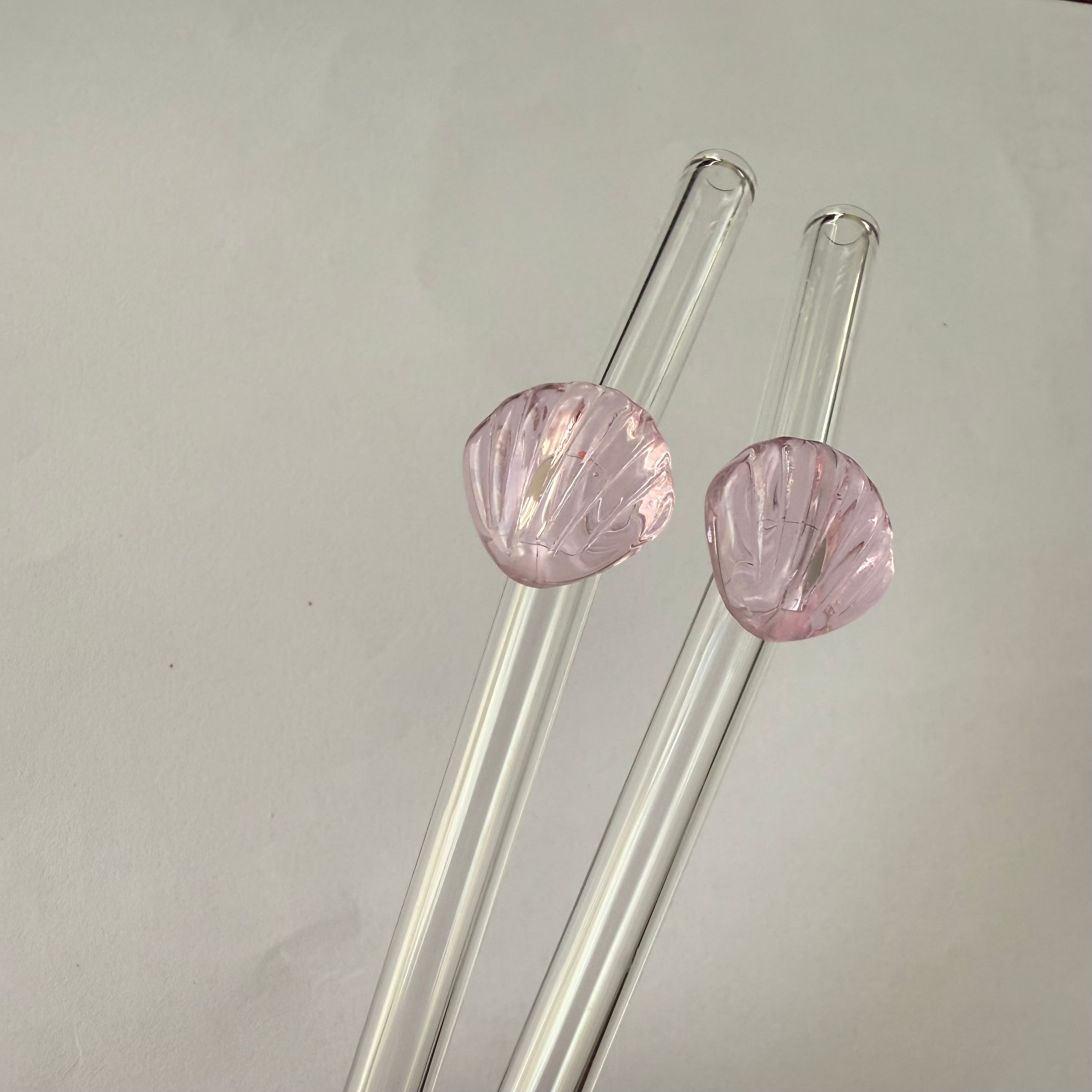 pink shells - glass straw