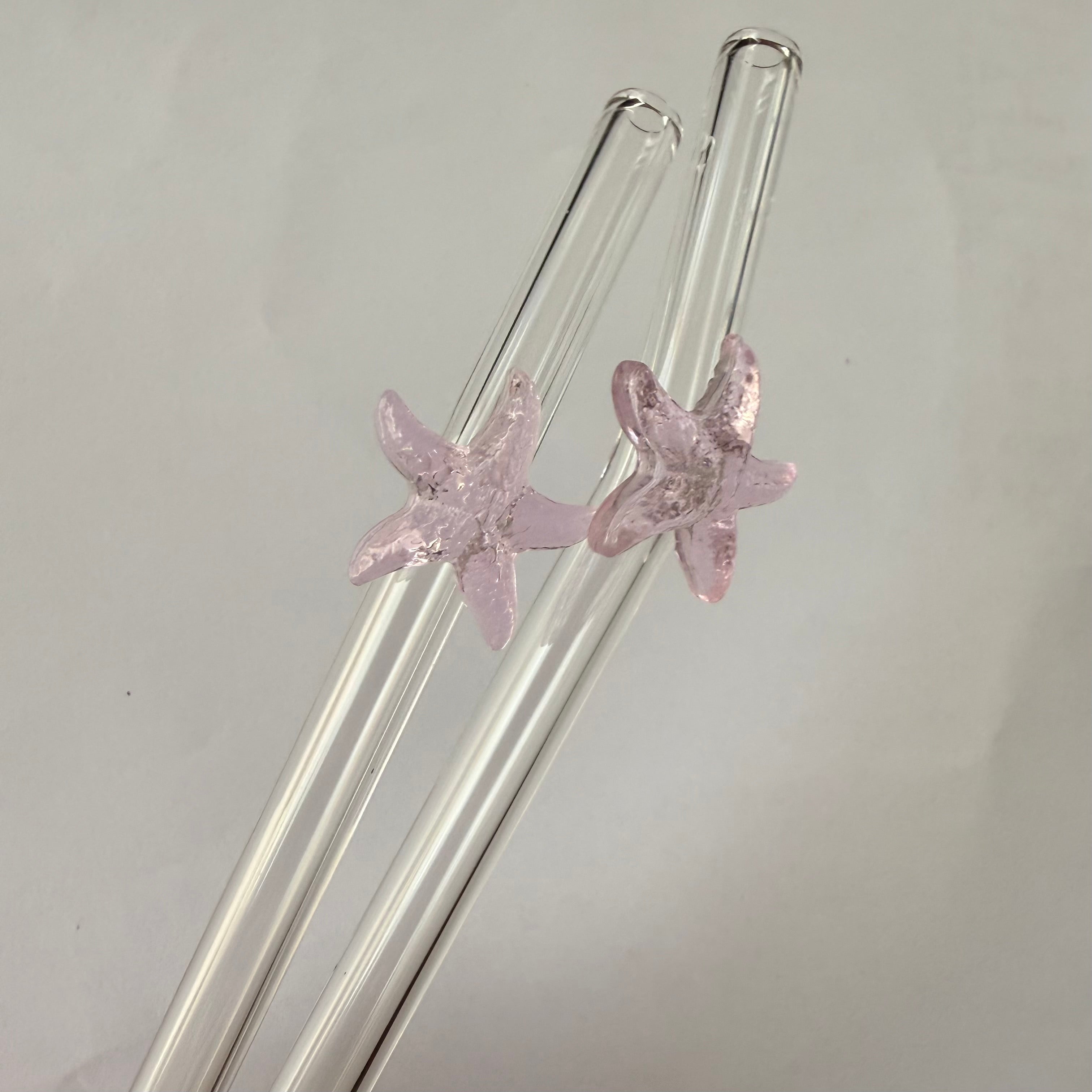 pink starfish - glass straw