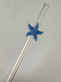 blue starfish - glass straw