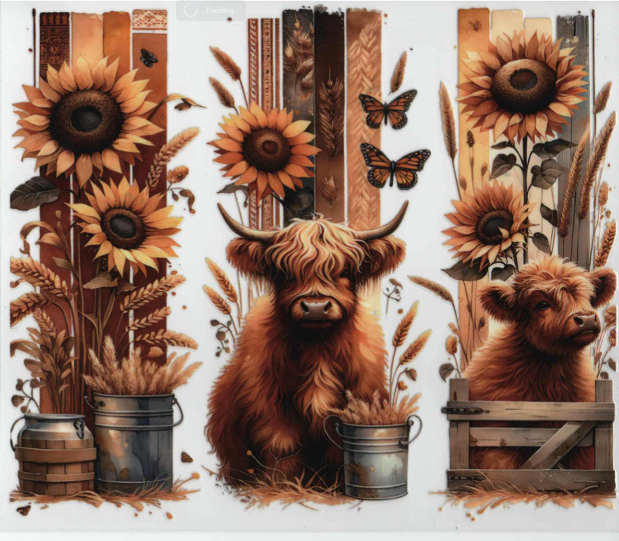20oz Wrap - Highland Cows & Sunflowers