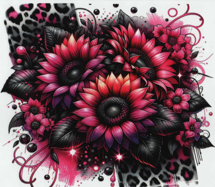 20oz Wrap - Black and Pink Floral