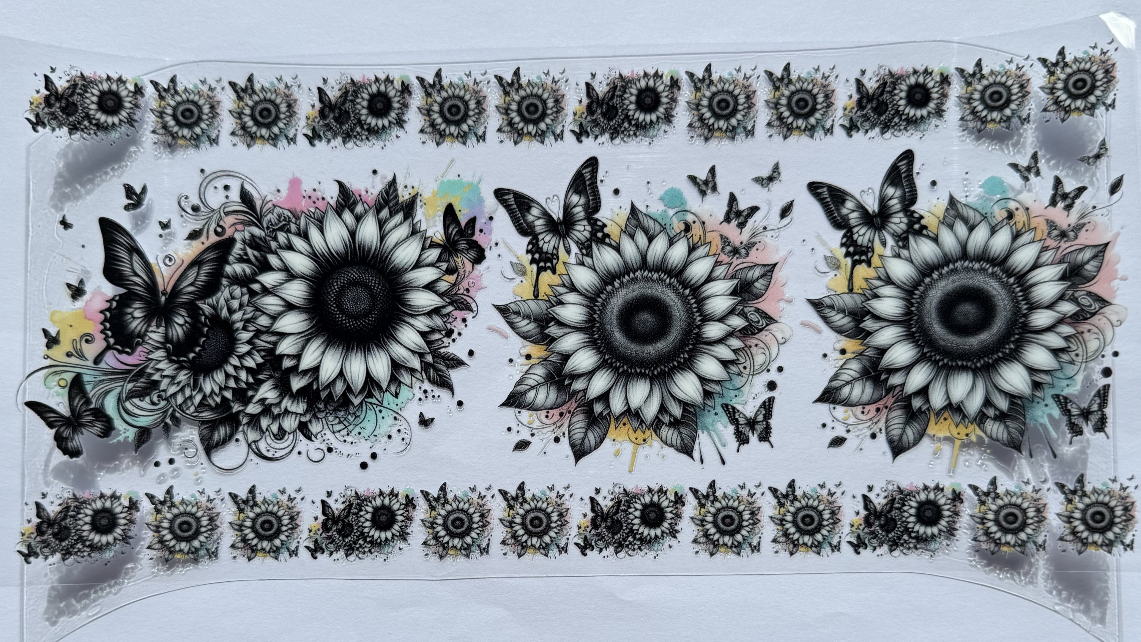 Sunflowers black and white , pastel