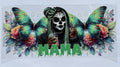Mama - skull, green, butterflies